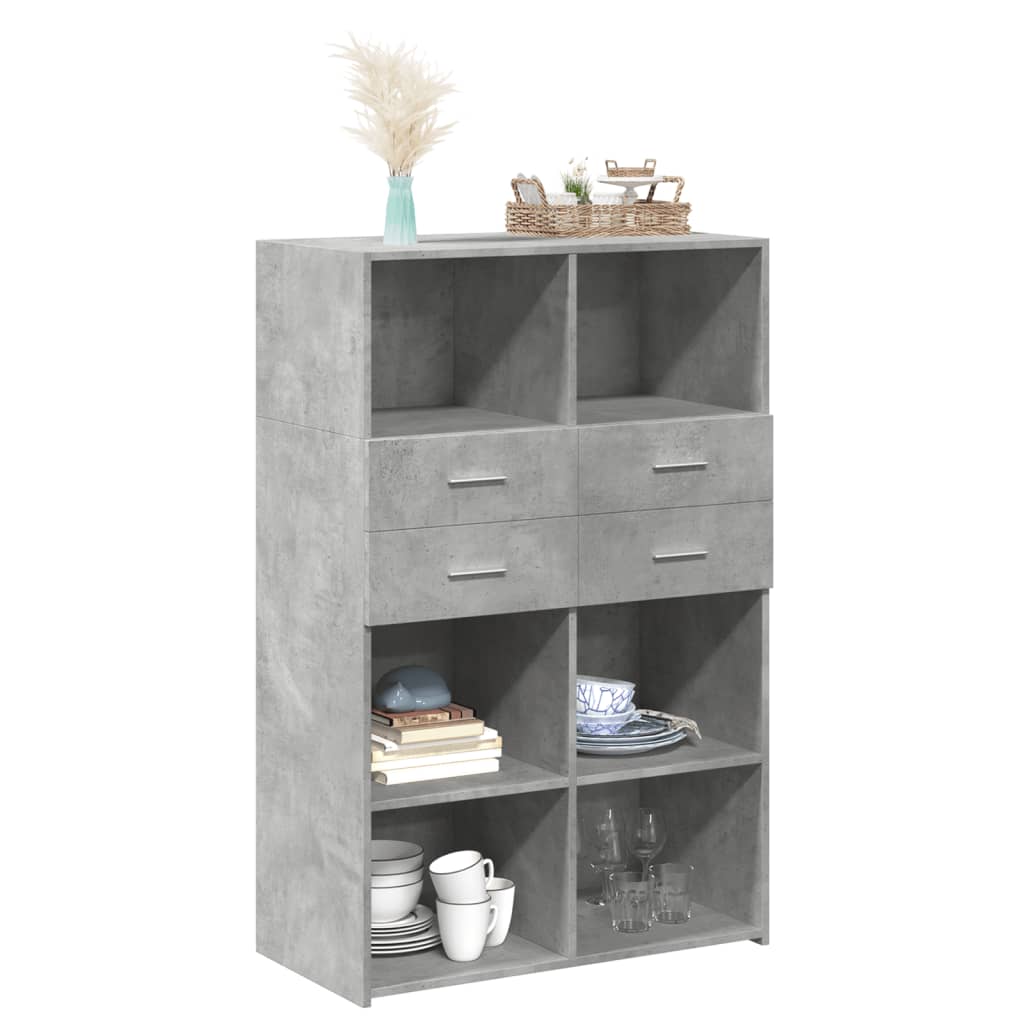 Hoge kast 80x42,5x124 cm bewerkt hout betongrijs is nu te koop bij PeponiXL, paradijselijk wonen!