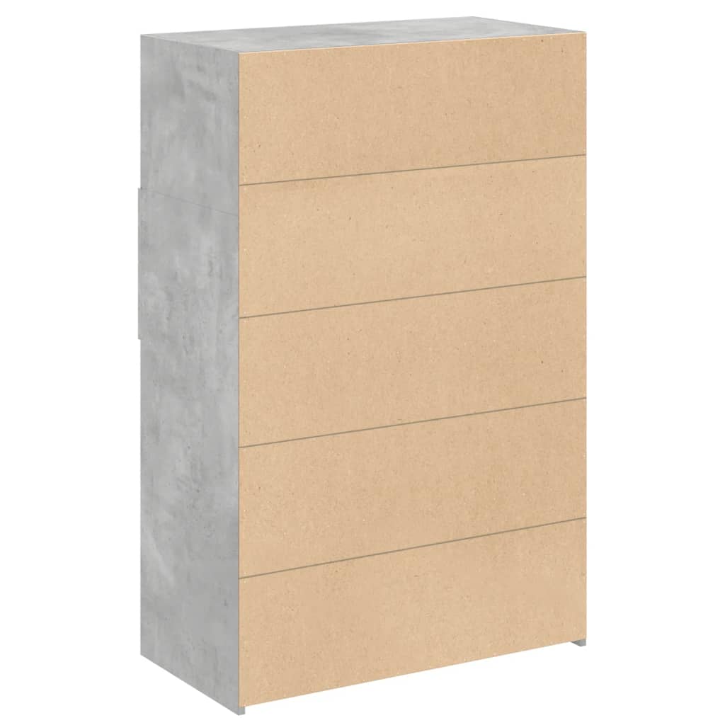 Hoge kast 80x42,5x124 cm bewerkt hout betongrijs is nu te koop bij PeponiXL, paradijselijk wonen!