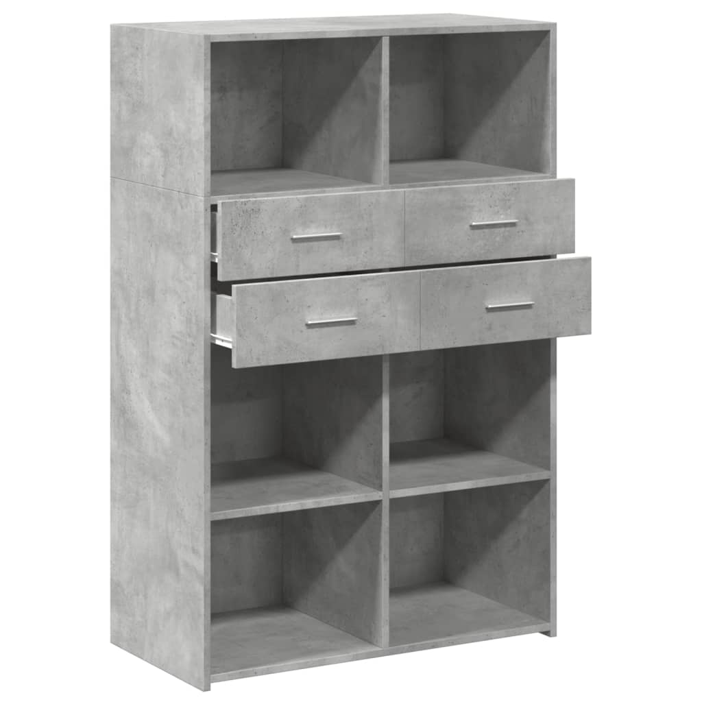 Hoge kast 80x42,5x124 cm bewerkt hout betongrijs is nu te koop bij PeponiXL, paradijselijk wonen!