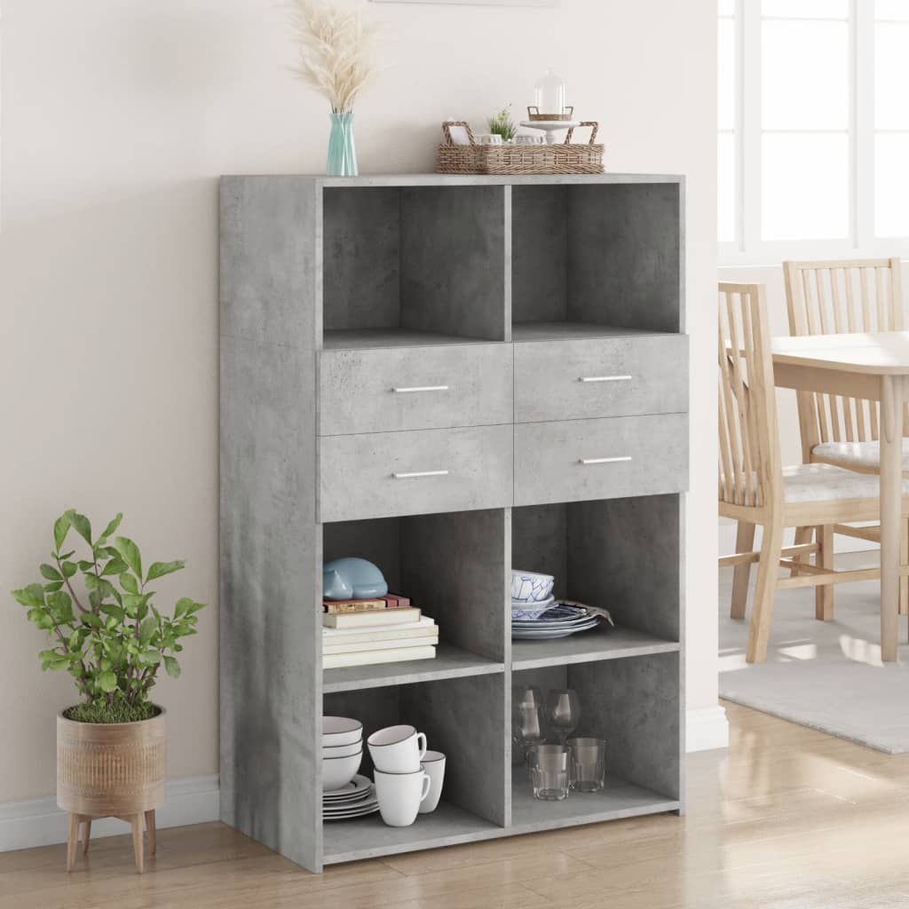 Hoge kast 80x42,5x124 cm bewerkt hout betongrijs is nu te koop bij PeponiXL, paradijselijk wonen!