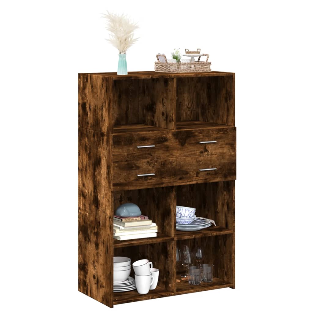 Hoge kast 80x42,5x124 cm bewerkt hout gerookt eikenkleurig is nu te koop bij PeponiXL, paradijselijk wonen!