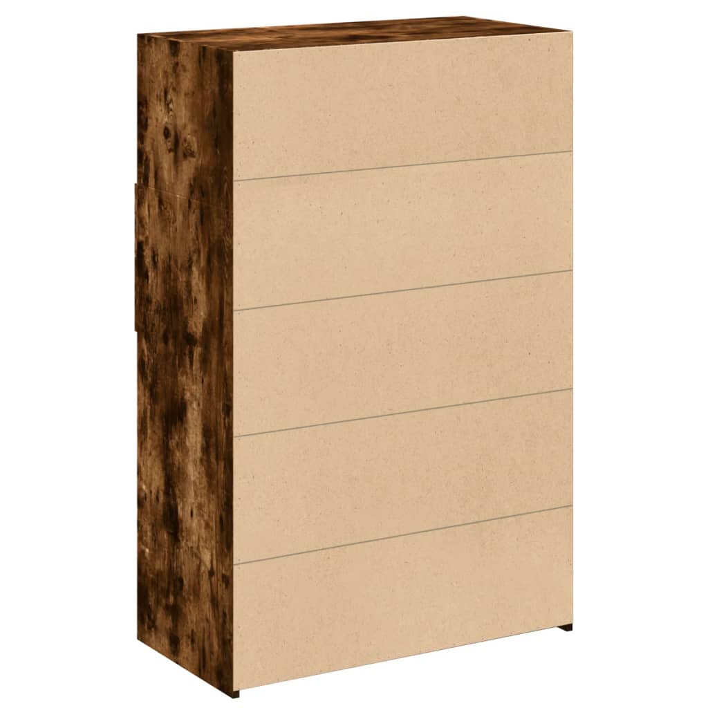 Hoge kast 80x42,5x124 cm bewerkt hout gerookt eikenkleurig is nu te koop bij PeponiXL, paradijselijk wonen!