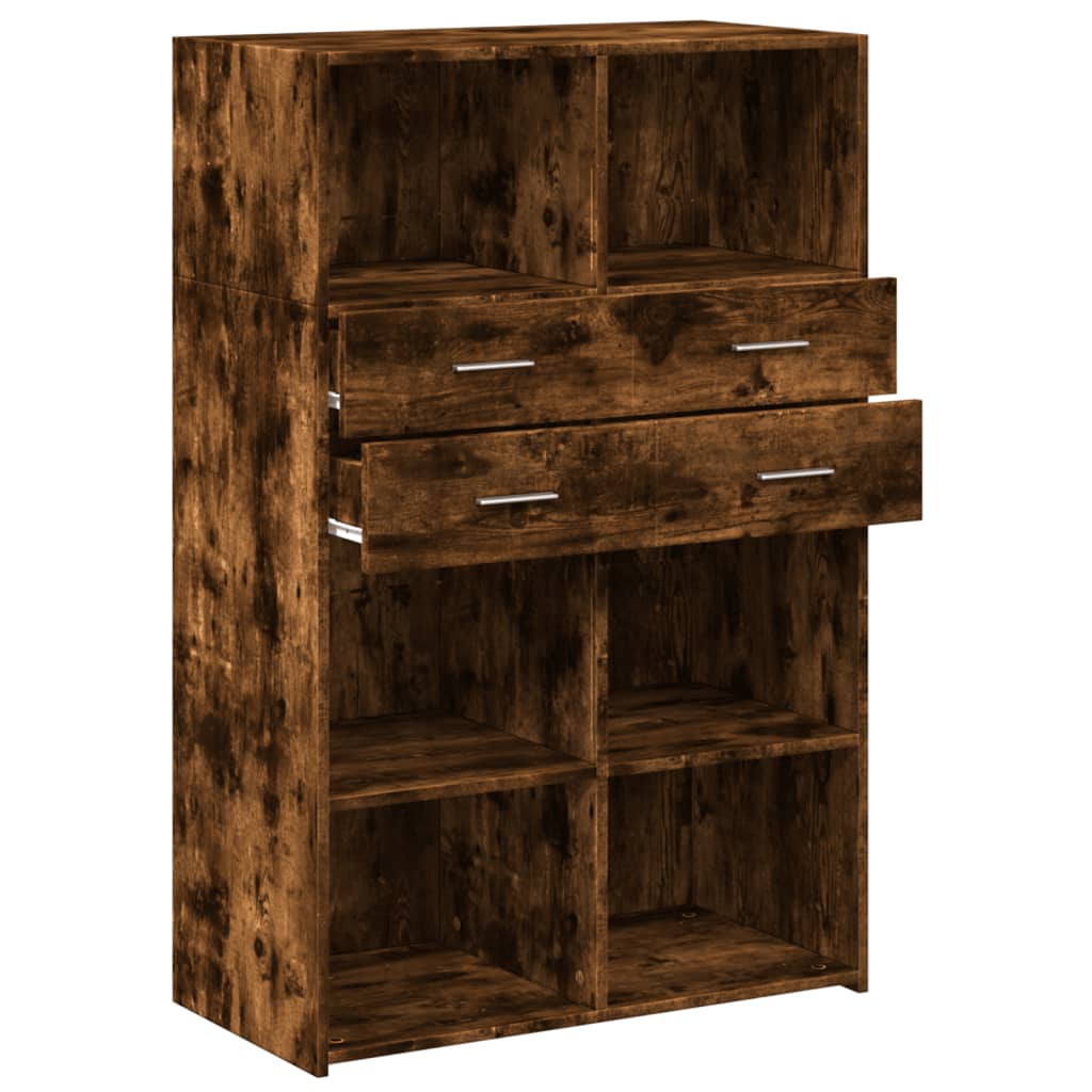 Hoge kast 80x42,5x124 cm bewerkt hout gerookt eikenkleurig is nu te koop bij PeponiXL, paradijselijk wonen!