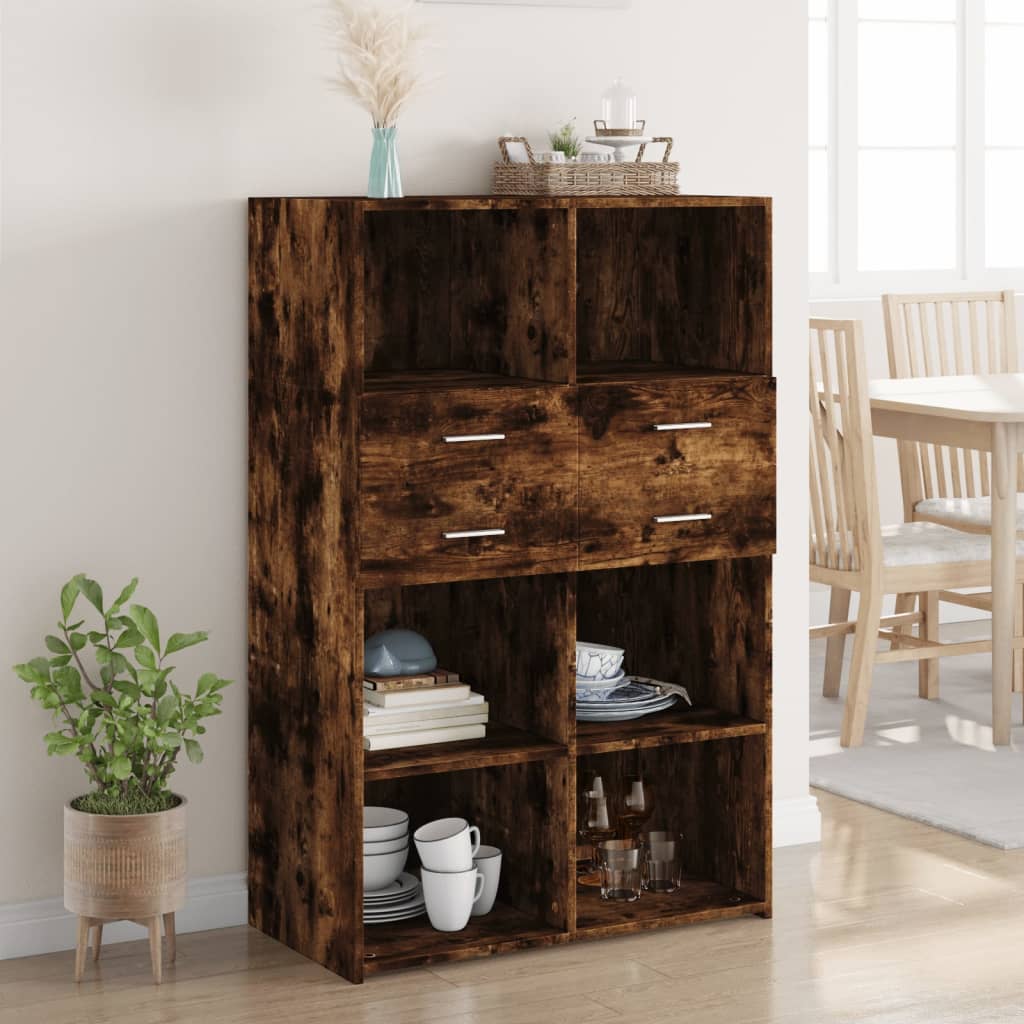 Hoge kast 80x42,5x124 cm bewerkt hout gerookt eikenkleurig is nu te koop bij PeponiXL, paradijselijk wonen!