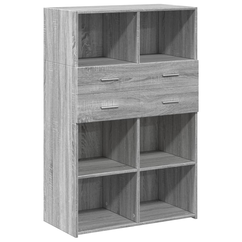 Hoge kast 80x42,5x124 cm bewerkt hout grijs sonoma eikenkleurig is nu te koop bij PeponiXL, paradijselijk wonen!