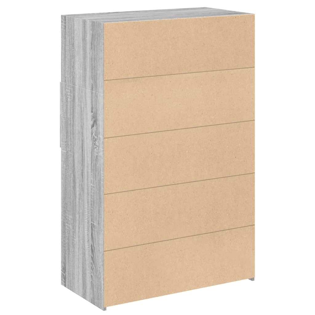 Hoge kast 80x42,5x124 cm bewerkt hout grijs sonoma eikenkleurig is nu te koop bij PeponiXL, paradijselijk wonen!