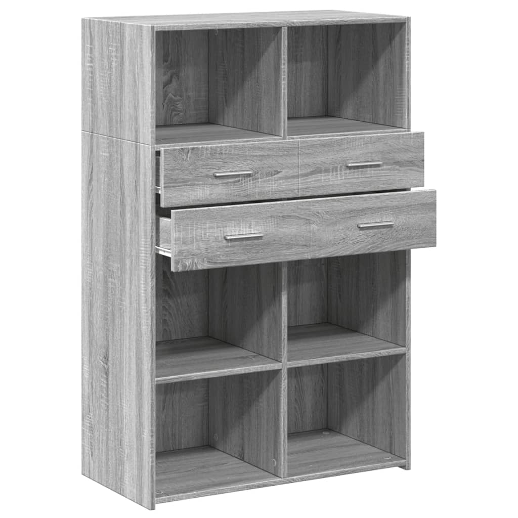 Hoge kast 80x42,5x124 cm bewerkt hout grijs sonoma eikenkleurig is nu te koop bij PeponiXL, paradijselijk wonen!