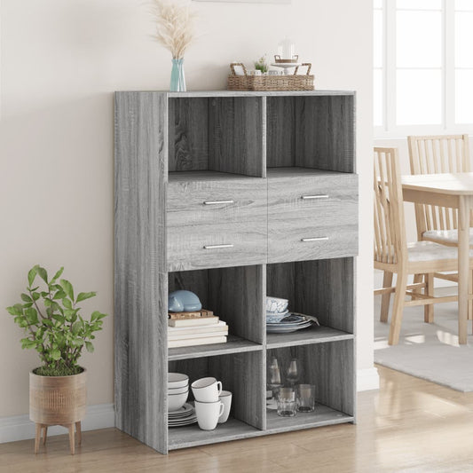 Hoge kast 80x42,5x124 cm bewerkt hout grijs sonoma eikenkleurig is nu te koop bij PeponiXL, paradijselijk wonen!