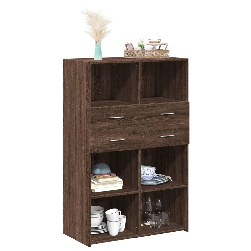 Hoge kast 80x42,5x124 cm bewerkt hout bruin eikenkleurig is nu te koop bij PeponiXL, paradijselijk wonen!
