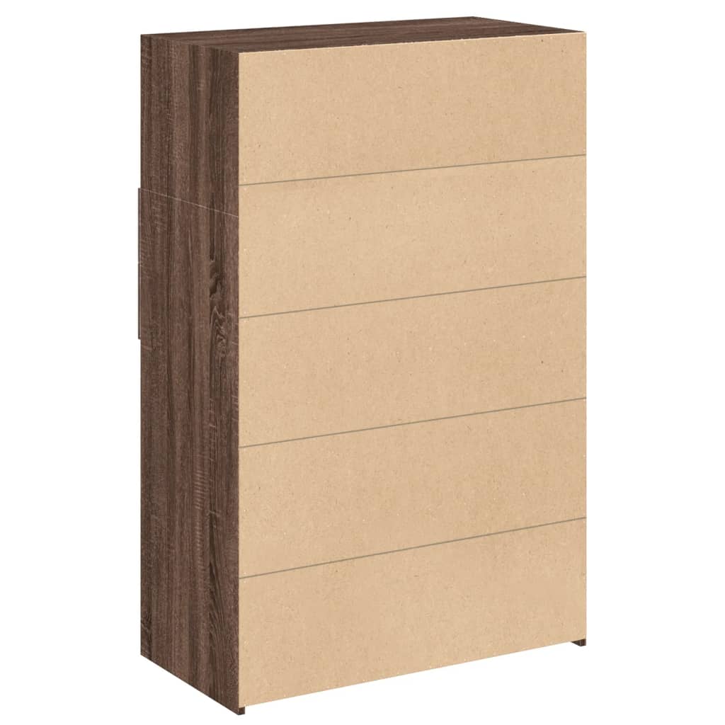 Hoge kast 80x42,5x124 cm bewerkt hout bruin eikenkleurig is nu te koop bij PeponiXL, paradijselijk wonen!