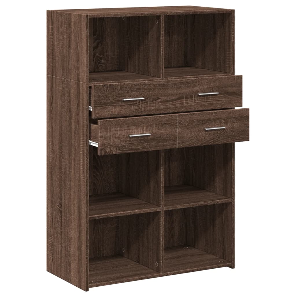 Hoge kast 80x42,5x124 cm bewerkt hout bruin eikenkleurig is nu te koop bij PeponiXL, paradijselijk wonen!