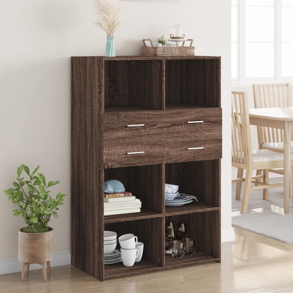 Hoge kast 80x42,5x124 cm bewerkt hout bruin eikenkleurig is nu te koop bij PeponiXL, paradijselijk wonen!