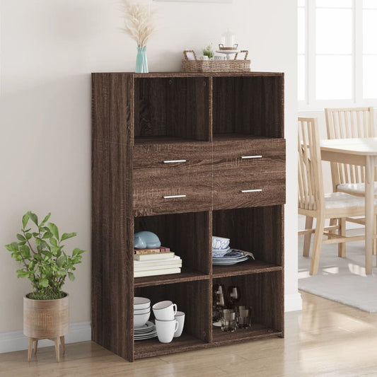 Hoge kast 80x42,5x124 cm bewerkt hout bruin eikenkleurig is nu te koop bij PeponiXL, paradijselijk wonen!