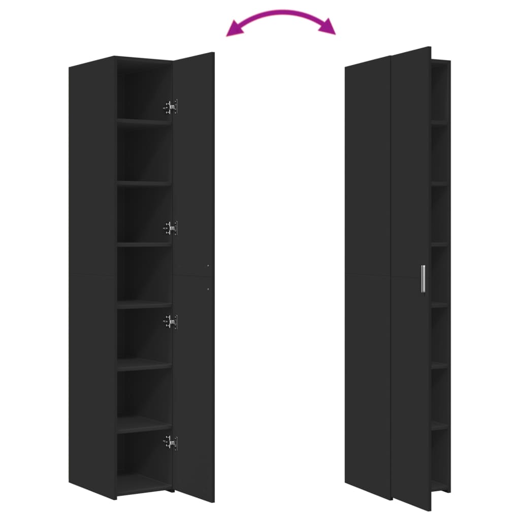 Hoge kast 30x42,5x185 cm bewerkt hout zwart