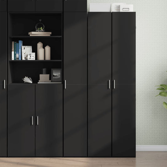 Hoge kast 30x42,5x185 cm bewerkt hout zwart is nu te koop bij PeponiXL, paradijselijk wonen!