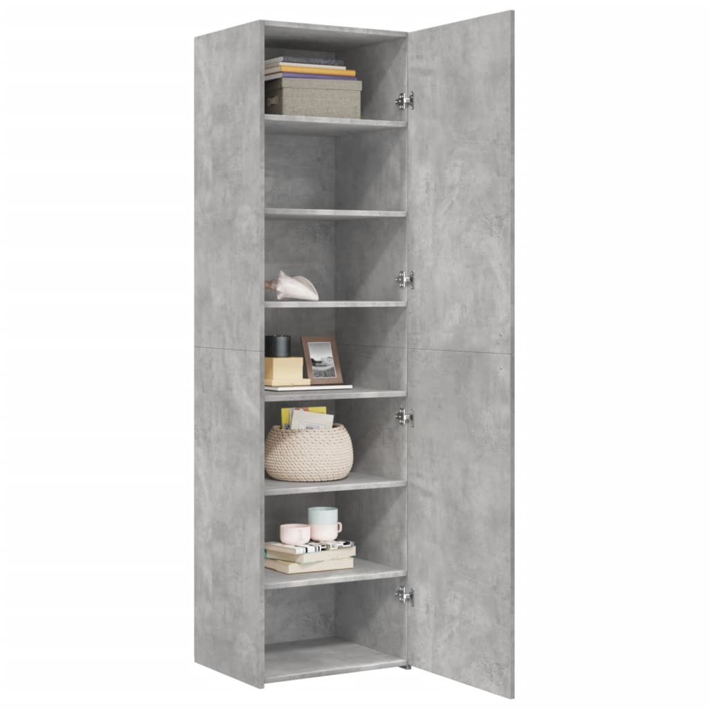 Hoge kast 50x42,5x185 cm bewerkt hout betongrijs is nu te koop bij PeponiXL, paradijselijk wonen!