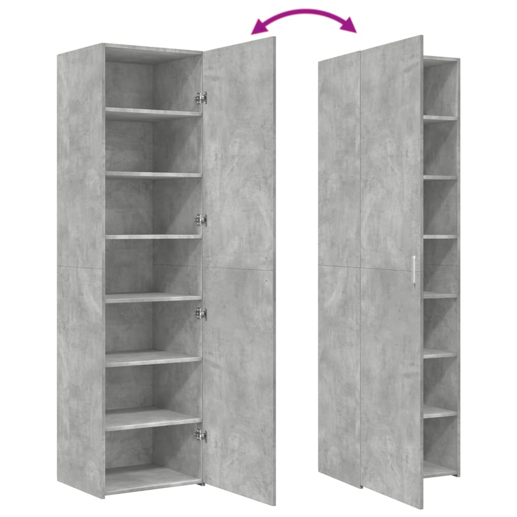 Hoge kast 50x42,5x185 cm bewerkt hout betongrijs is nu te koop bij PeponiXL, paradijselijk wonen!