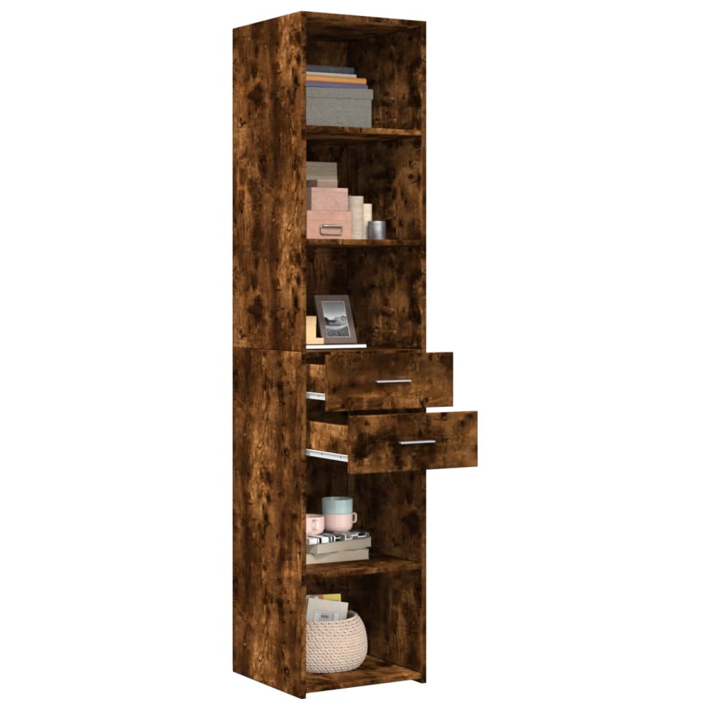 Hoge kast 40x42,5x185 cm bewerkt hout gerookt eikenkleurig is nu te koop bij PeponiXL, paradijselijk wonen!