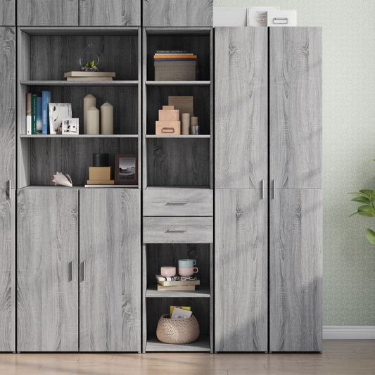 Hoge kast 40x42,5x185 cm bewerkt hout grijs sonoma eikenkleur is nu te koop bij PeponiXL, paradijselijk wonen!