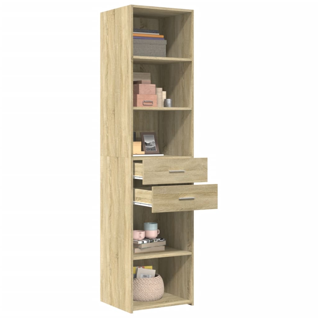 Hoge kast 45x42,5x185 cm bewerkt hout sonoma eikenkleurig is nu te koop bij PeponiXL, paradijselijk wonen!
