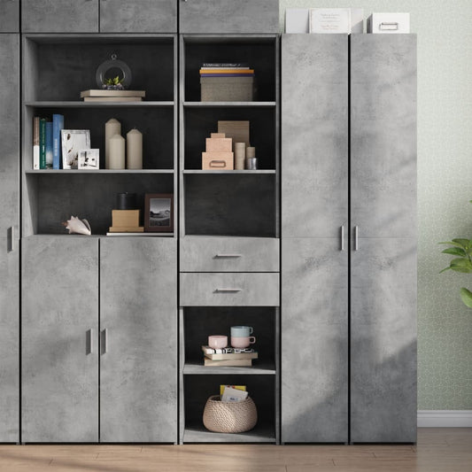 Hoge kast 45x42,5x185 cm bewerkt hout betongrijs is nu te koop bij PeponiXL, paradijselijk wonen!