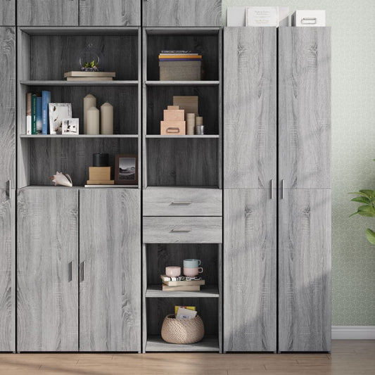 Hoge kast 45x42,5x185 cm bewerkt hout grijs sonoma eikenkleurig is nu te koop bij PeponiXL, paradijselijk wonen!