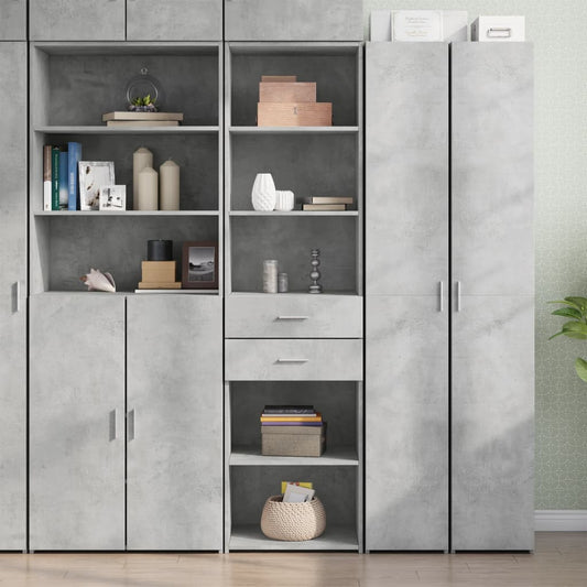 Hoge kast 50x42,5x185 cm bewerkt hout betongrijs is nu te koop bij PeponiXL, paradijselijk wonen!