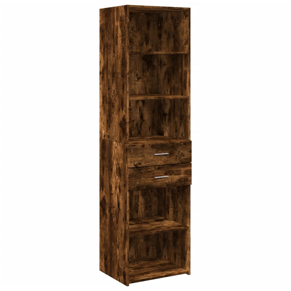 Hoge kast 50x42,5x185 cm bewerkt hout gerookt eikenkleurig is nu te koop bij PeponiXL, paradijselijk wonen!