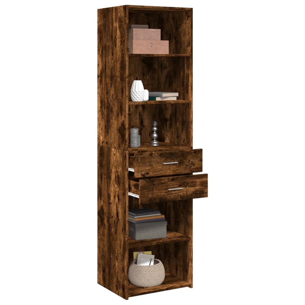Hoge kast 50x42,5x185 cm bewerkt hout gerookt eikenkleurig is nu te koop bij PeponiXL, paradijselijk wonen!