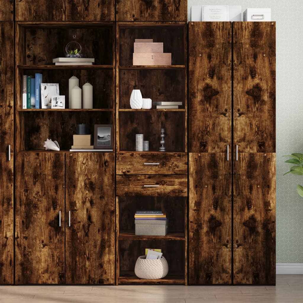 Hoge kast 50x42,5x185 cm bewerkt hout gerookt eikenkleurig is nu te koop bij PeponiXL, paradijselijk wonen!