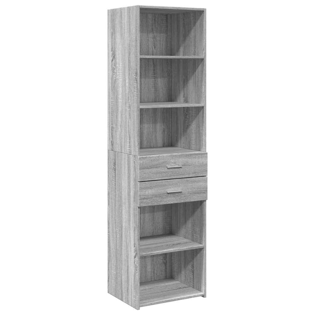 Hoge kast 50x42,5x185 cm bewerkt hout grijs sonoma eikenkleurig is nu te koop bij PeponiXL, paradijselijk wonen!