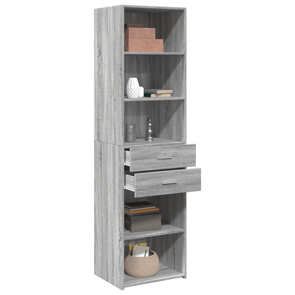 Hoge kast 50x42,5x185 cm bewerkt hout grijs sonoma eikenkleurig is nu te koop bij PeponiXL, paradijselijk wonen!