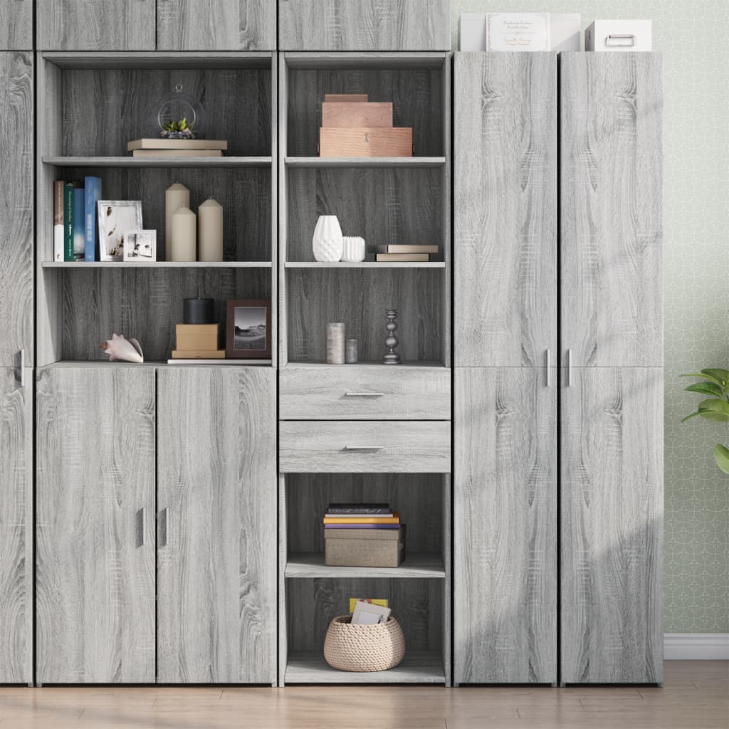 Hoge kast 50x42,5x185 cm bewerkt hout grijs sonoma eikenkleurig is nu te koop bij PeponiXL, paradijselijk wonen!