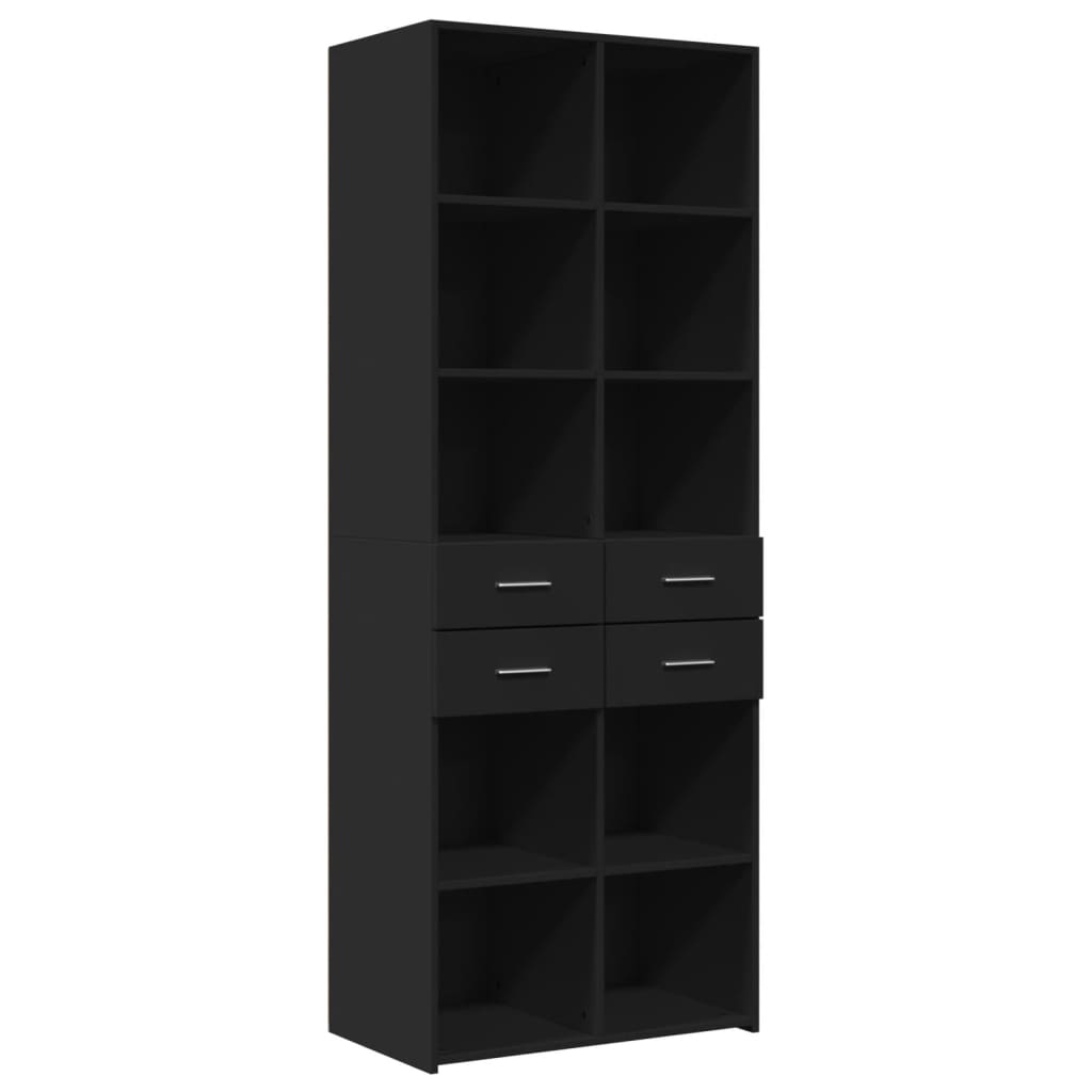 Hoge kast 70x42,5x185 cm bewerkt hout zwart is nu te koop bij PeponiXL, paradijselijk wonen!