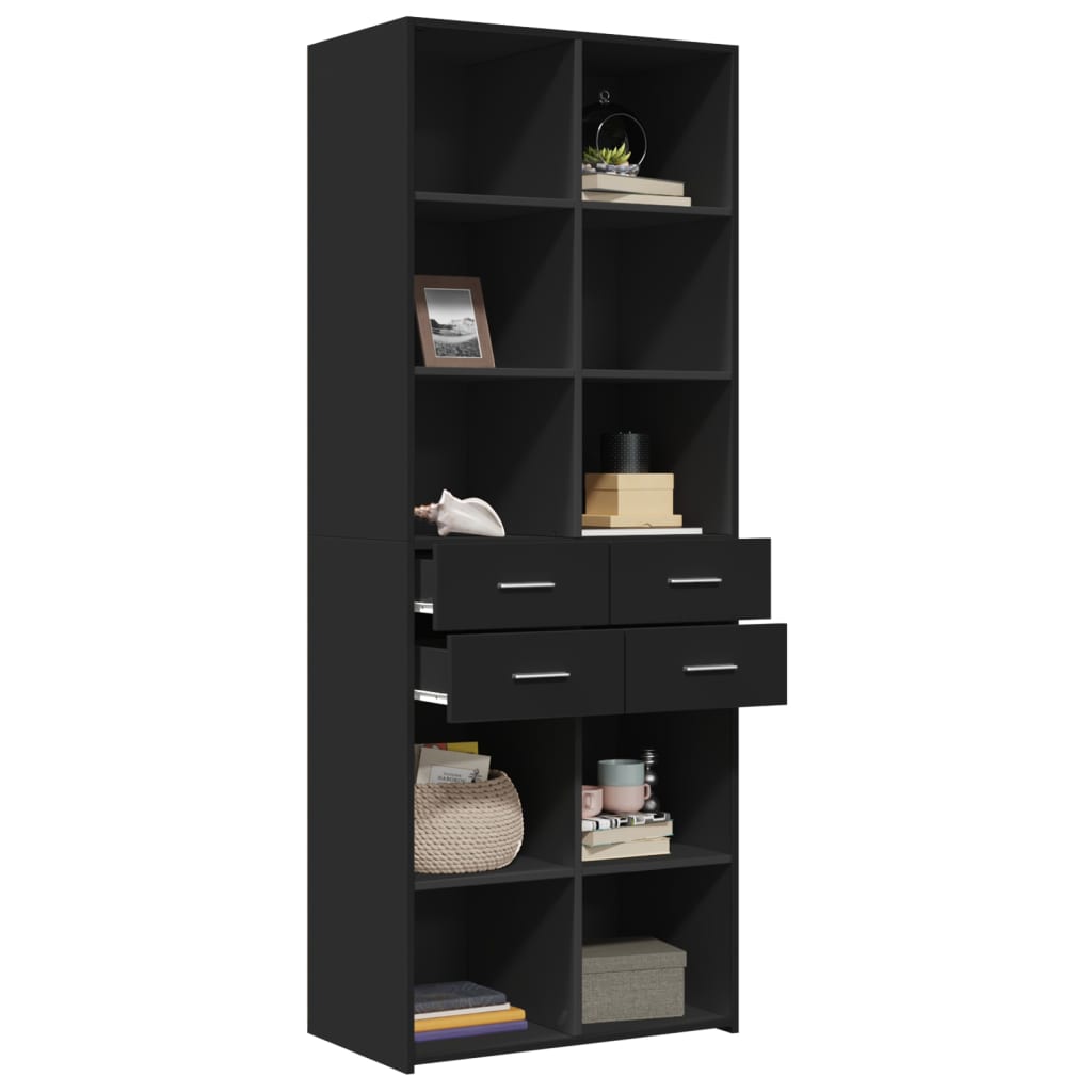 Hoge kast 70x42,5x185 cm bewerkt hout zwart is nu te koop bij PeponiXL, paradijselijk wonen!
