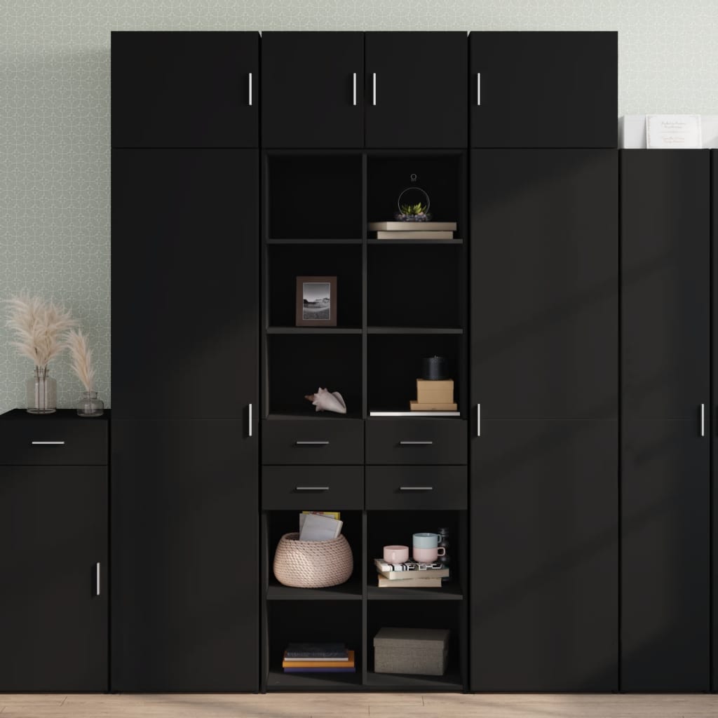 Hoge kast 70x42,5x185 cm bewerkt hout zwart is nu te koop bij PeponiXL, paradijselijk wonen!