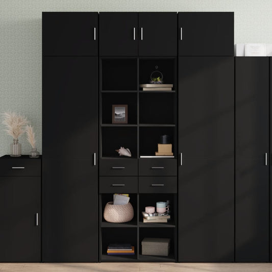 Hoge kast 70x42,5x185 cm bewerkt hout zwart is nu te koop bij PeponiXL, paradijselijk wonen!