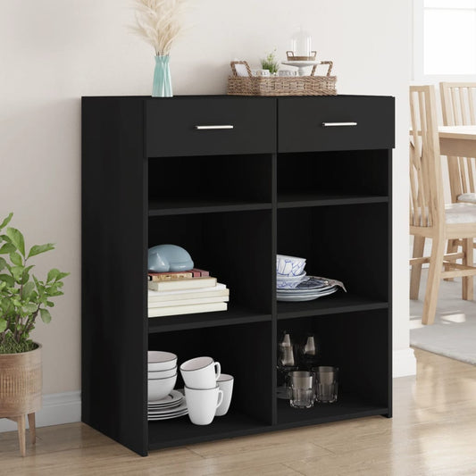Dressoir 80x42,5x93 cm bewerkt hout zwart is nu te koop bij PeponiXL, paradijselijk wonen!