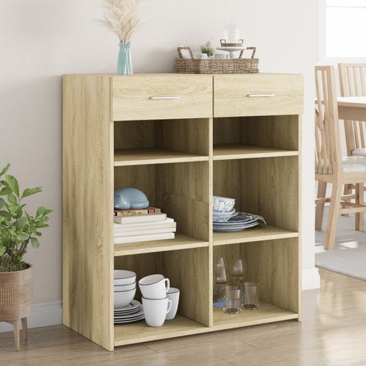 Dressoir 80x42,5x93 cm bewerkt hout sonoma eikenkleurig is nu te koop bij PeponiXL, paradijselijk wonen!