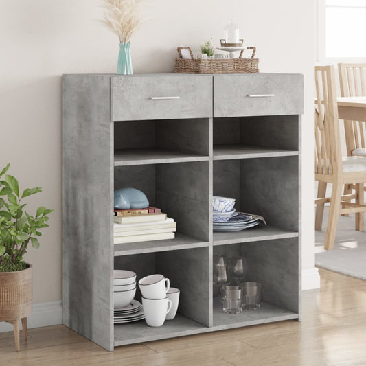 Dressoir 80x42,5x93 cm bewerkt hout betongrijs is nu te koop bij PeponiXL, paradijselijk wonen!