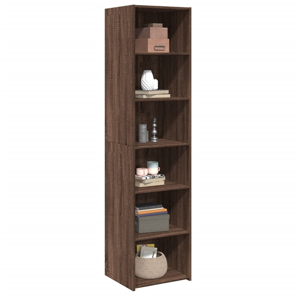 Hoge kast 45x41x185 cm bewerkt hout bruin eikenkleurig is nu te koop bij PeponiXL, paradijselijk wonen!