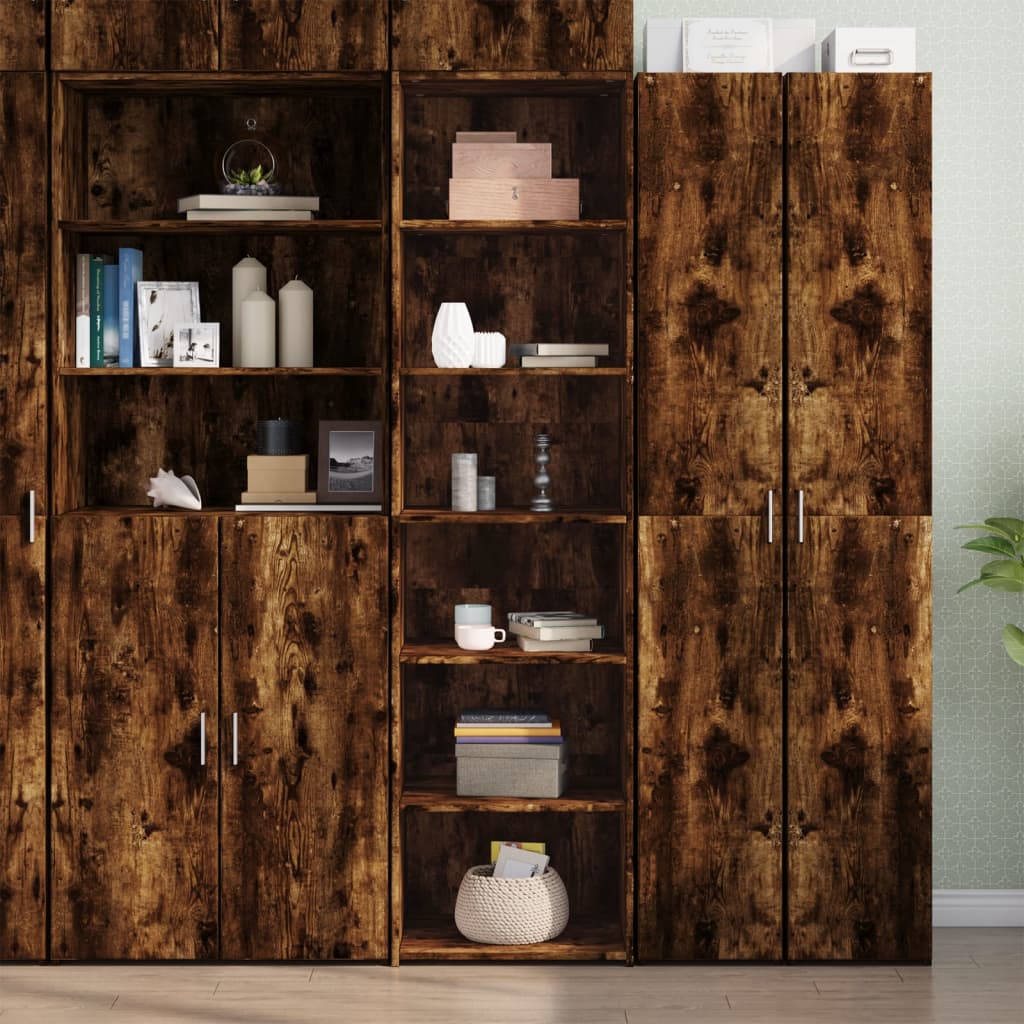 Hoge kast 50x41x185 cm bewerkt hout gerookt eikenkleurig is nu te koop bij PeponiXL, paradijselijk wonen!