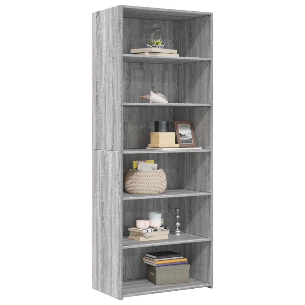 Hoge kast 70x41x185 cm bewerkt hout grijs sonoma eikenkleurig is nu te koop bij PeponiXL, paradijselijk wonen!