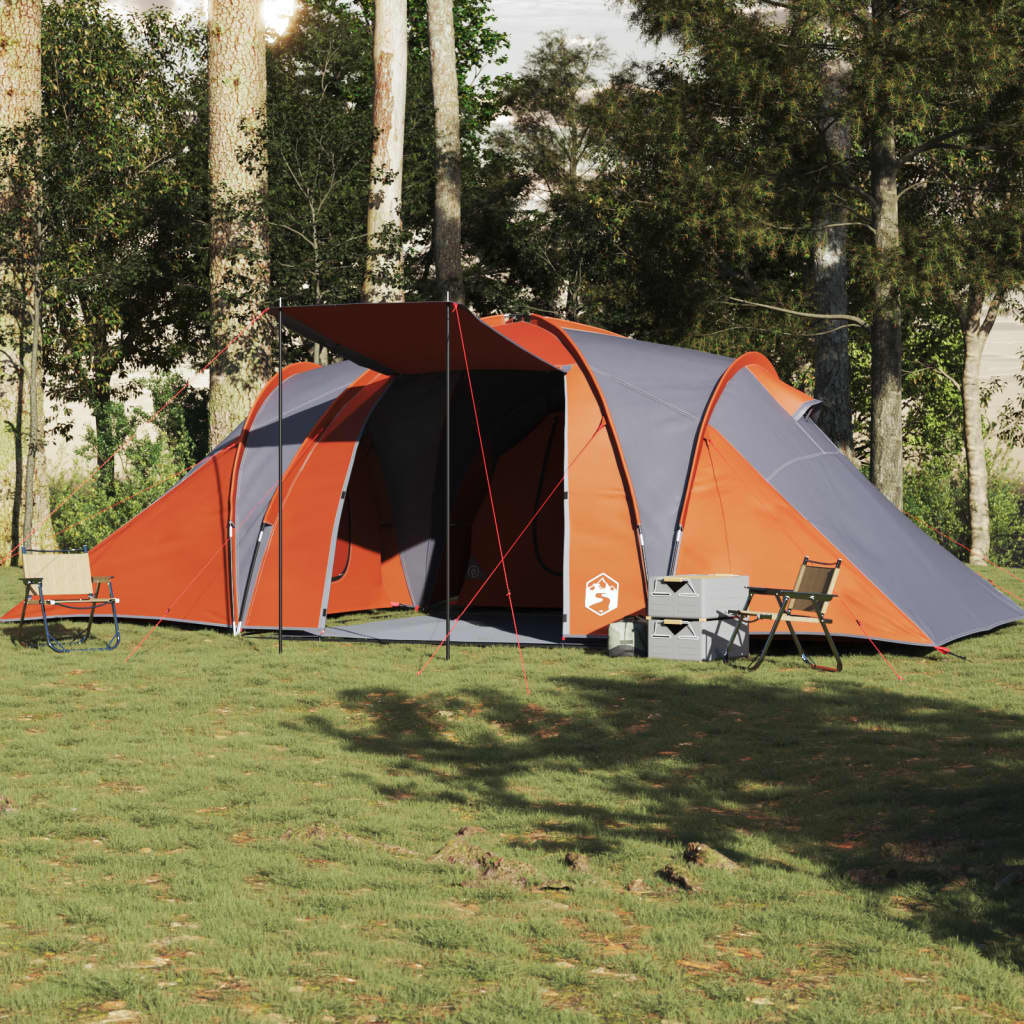 Koepeltent 6-persoons waterdicht grijs en oranje is nu te koop bij PeponiXL, paradijselijk wonen!