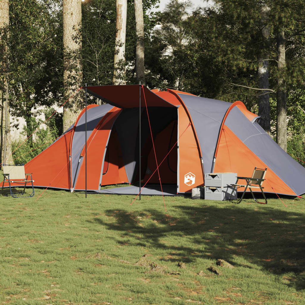 Koepeltent 6-persoons waterdicht grijs en oranje is nu te koop bij PeponiXL, paradijselijk wonen!