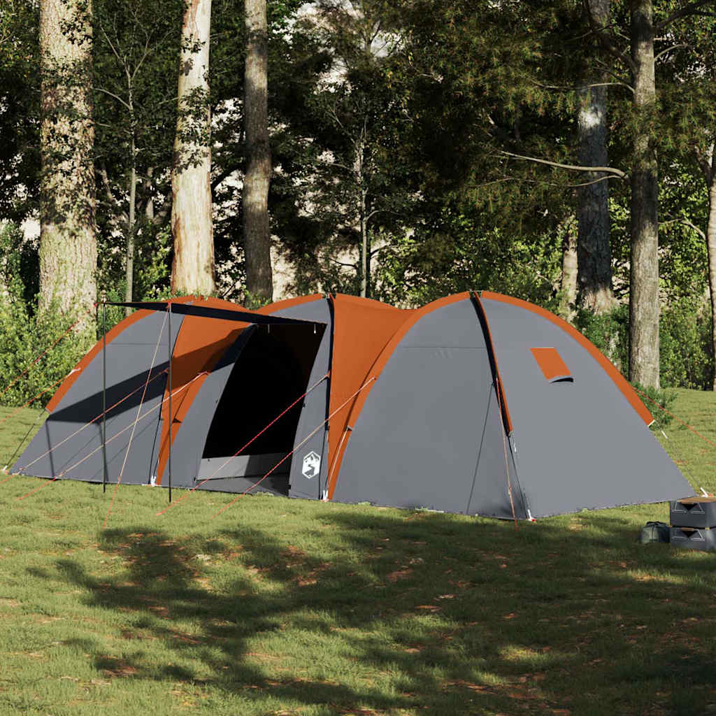 Koepeltent 8-persoons waterdicht grijs en oranje is nu te koop bij PeponiXL, paradijselijk wonen!