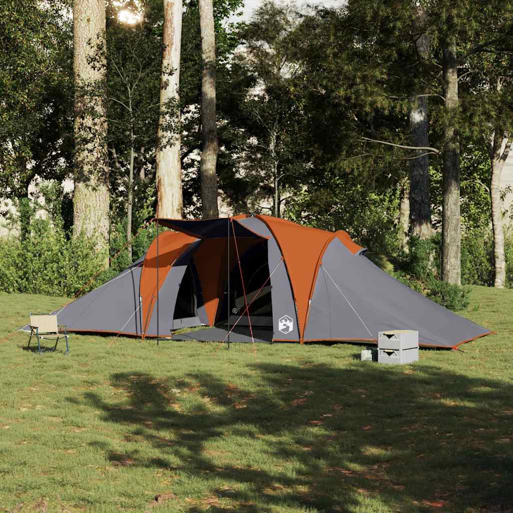 Koepeltent 6-persoons waterdicht grijs en oranje is nu te koop bij PeponiXL, paradijselijk wonen!