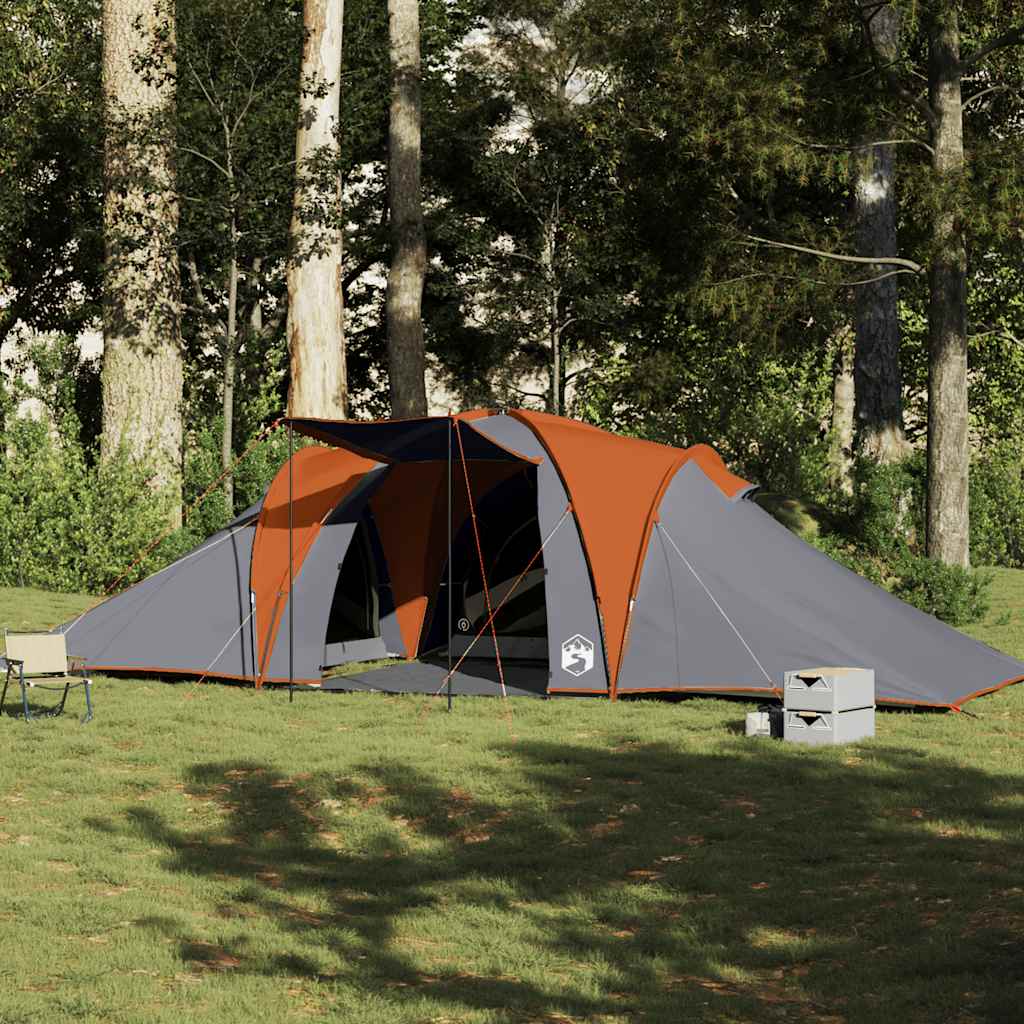 Koepeltent 6-persoons waterdicht grijs en oranje is nu te koop bij PeponiXL, paradijselijk wonen!