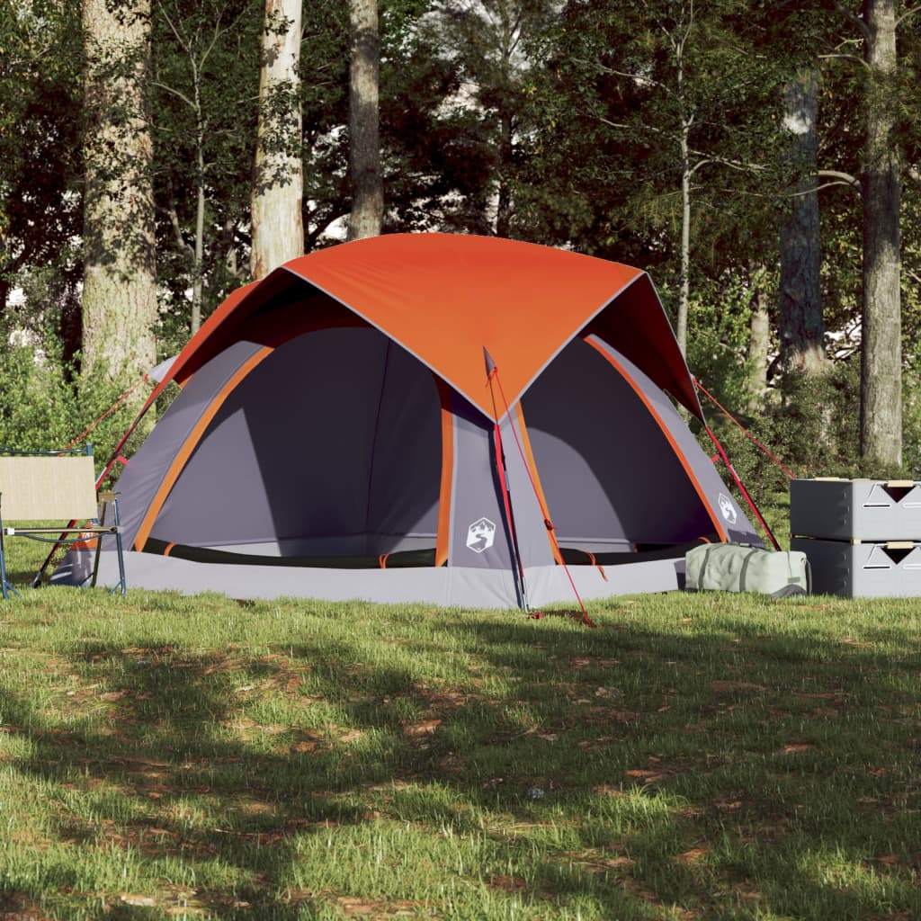 Tent 4-persoons waterdicht grijs en oranje is nu te koop bij PeponiXL, paradijselijk wonen!