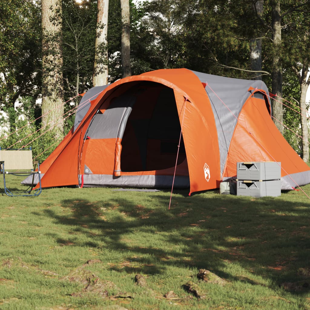 Koepeltent 6-persoons waterdicht grijs en oranje is nu te koop bij PeponiXL, paradijselijk wonen!